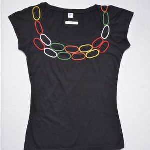 Olympic inspired embroidered circles T-shirt